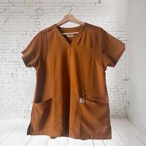 Carhartt Force Modern Fit Women's Rust Orange V-Neck Scrub Top Size M Workwear